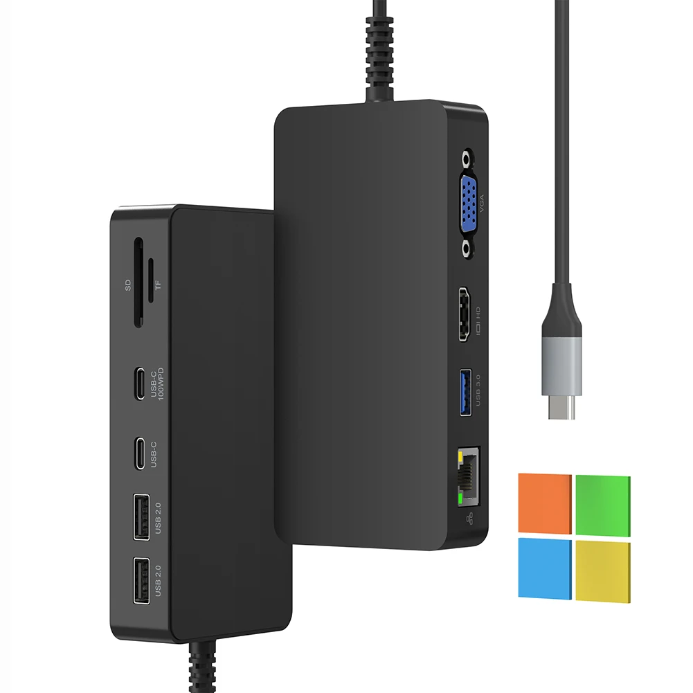 11 in 1 For Microsoft Surface Dock W/ 3 USB +2 USB C Port PD 100W + 5Gbps Data Hub Docking Station for Surface Pro 11/10/9/8/X/7