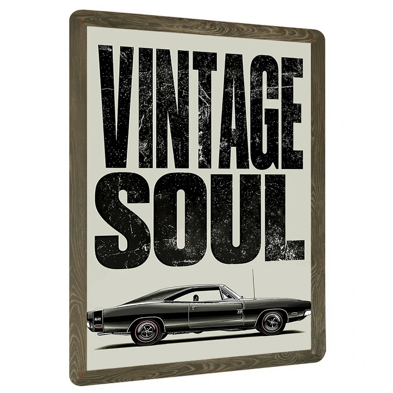 Vintage Soul 1969 Dodge Charger R/T Muscle Car Metal Tin Sign Home Decor Bar Garage Wall Art Hanging Ornament