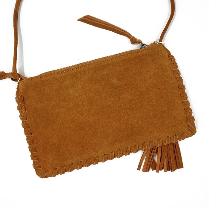 Female Suede Genuine Leather Mini Side Sling Bag Fringed Hippie Bohemian Boho Chic Tribal Ibiza Small Phone Shoulder Bag Cheap