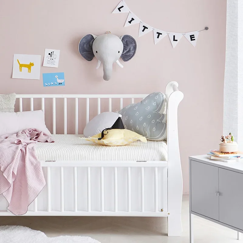 Décoration murale tête d'éléphant en peluche, jouet tête d'animal Adorable, excellent choix de décoration pour les chambres d'enfants et accessoire de séance photo pratique