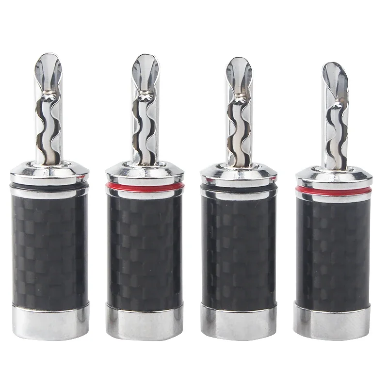 8 Stück HiFi-Lautsprecher kabelst ecker Kohle faser Speakon Kupfer rhodiniert Audio Bananen stecker