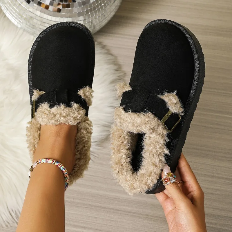 

2025 НОВЫЕ женские модные тапочки, новые зимние плюшевые домашние теплые уличные удобные нескользящие хлопковые тапочки на толстой подошве