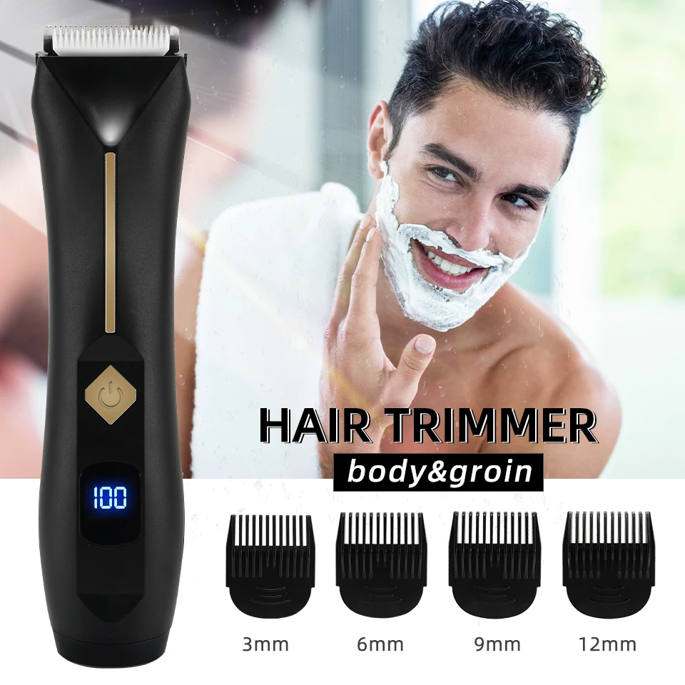 Body Hair Trimmer for Men Electric Groin Hair Trimmer USB Rechargeable Ball Shaver Groomer Ceramic Blade Heads Waterproof