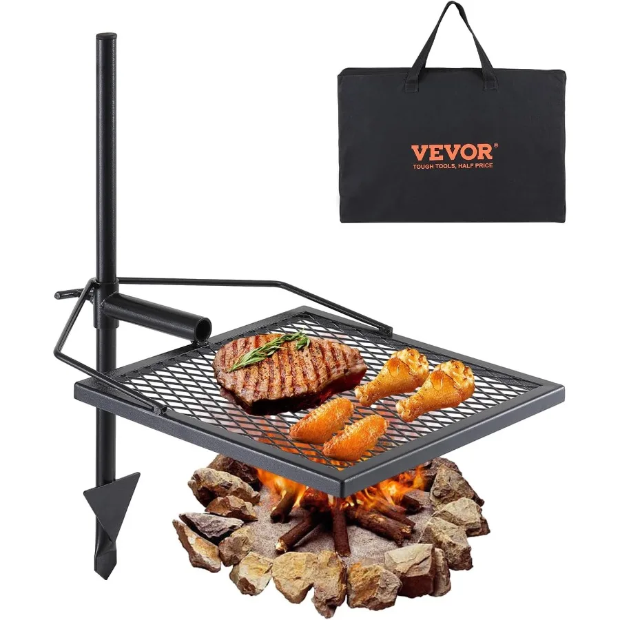 

Swivel Campfire Grill Fire Pit Grill Grate over Fire Pits Heavy Duty Steel Grill Grates 360 Adjustable Open Fire Outdoor Cookin