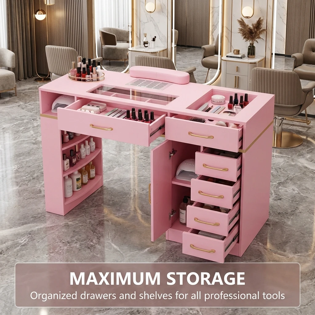 #Modern Design Professional Nail Manicure Table for Spa and Beauty Salons with Gel Nails Compatibility