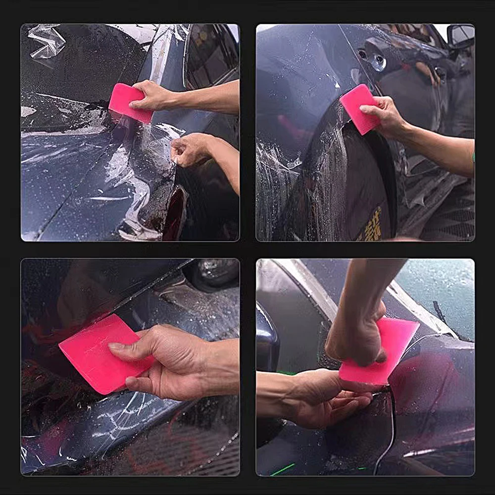 Pink PPF Squeegee for Car Paint Protection Film Install Silicone Spatula Window Tint Cleaning Tool Water Wiper Auto Accessories