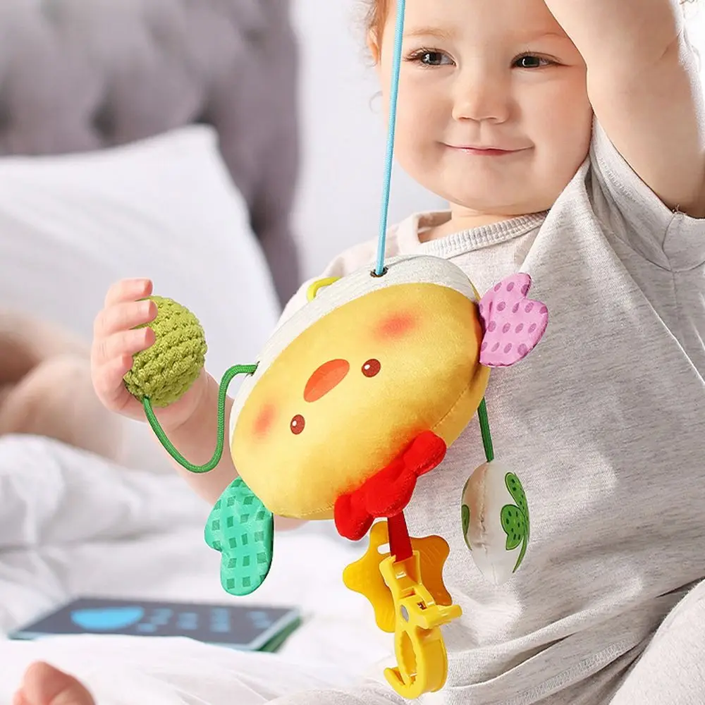 Crab-shaped Baby Pull String with Clamp Ringing Beads Stroller Hanging Ornaments Distorting Mirror Teether Learning Activity
