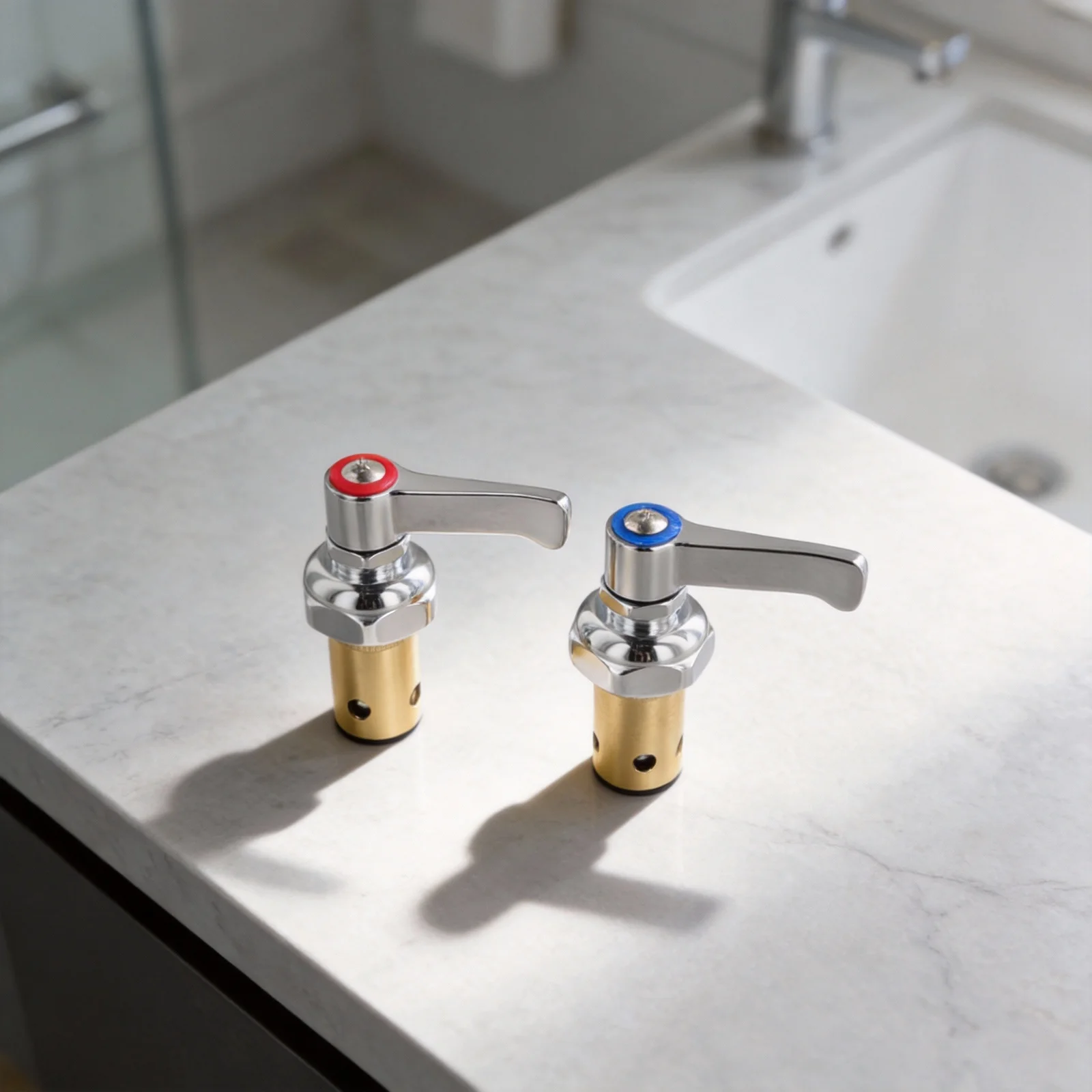 Assembly Handle Stem 3-1 8-Inch Cold Faucets Smooth Button Commercial Use Handle Heavy-duty Reliable Replacement