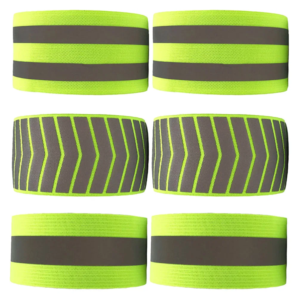 

6Pcs Reflective Armband Fluorescent Safety Wristbands for Night Running Hiking Elastic Bangle Bracelet Outdoor Activities Green