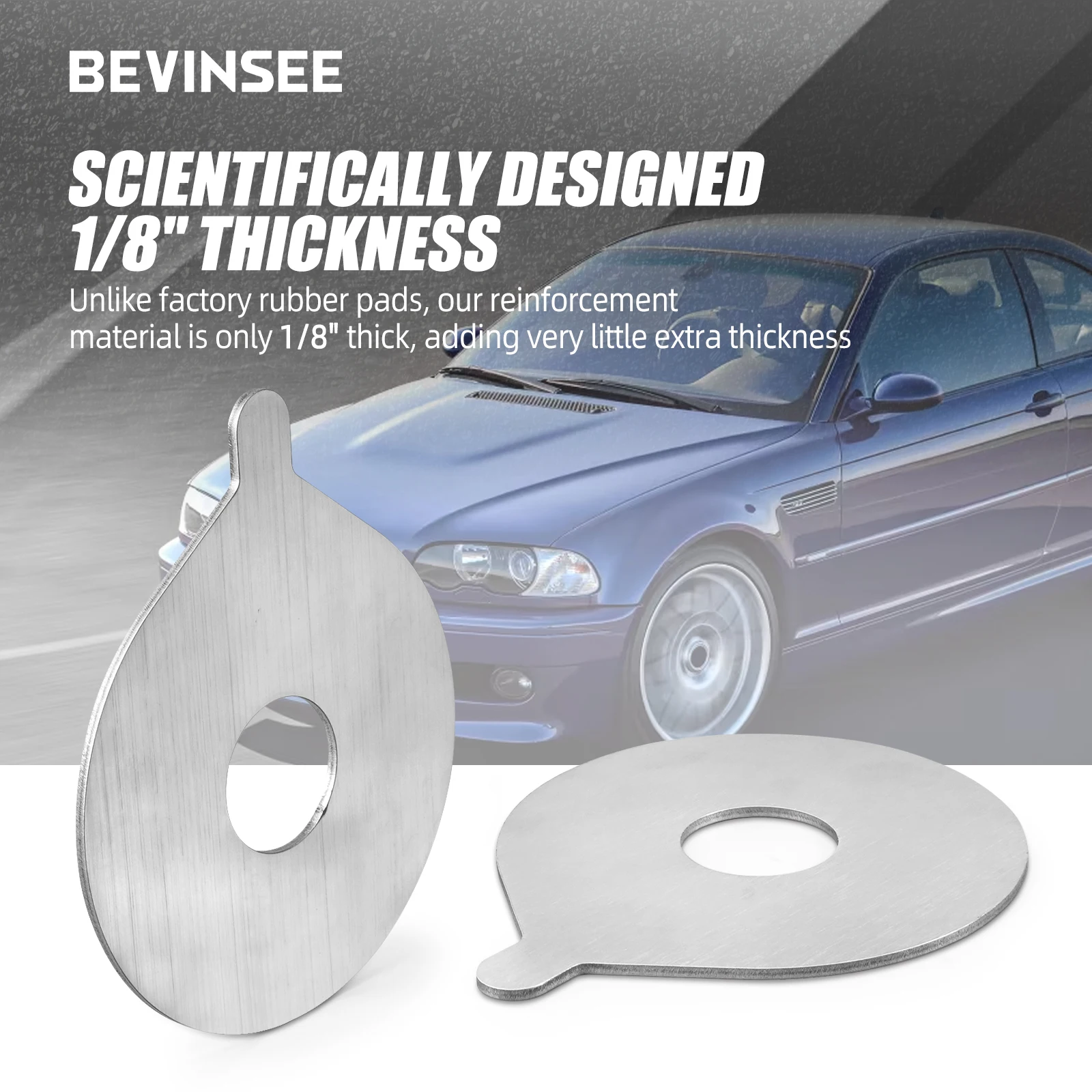 BEVINSEE Rear Trailing Arm Reinforcement Plates for Coilover Spring for BMW E46 323i 325i 328i 330i 323ci 328ci 330ci Z4 E85