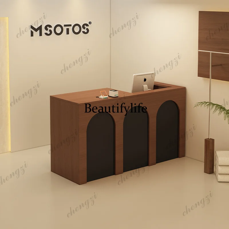 A68Decor Checkout Reception Desks Vintage Black Solid Wood Reception Desks Drawers Classic Small Mostrador Recepcion Furniture