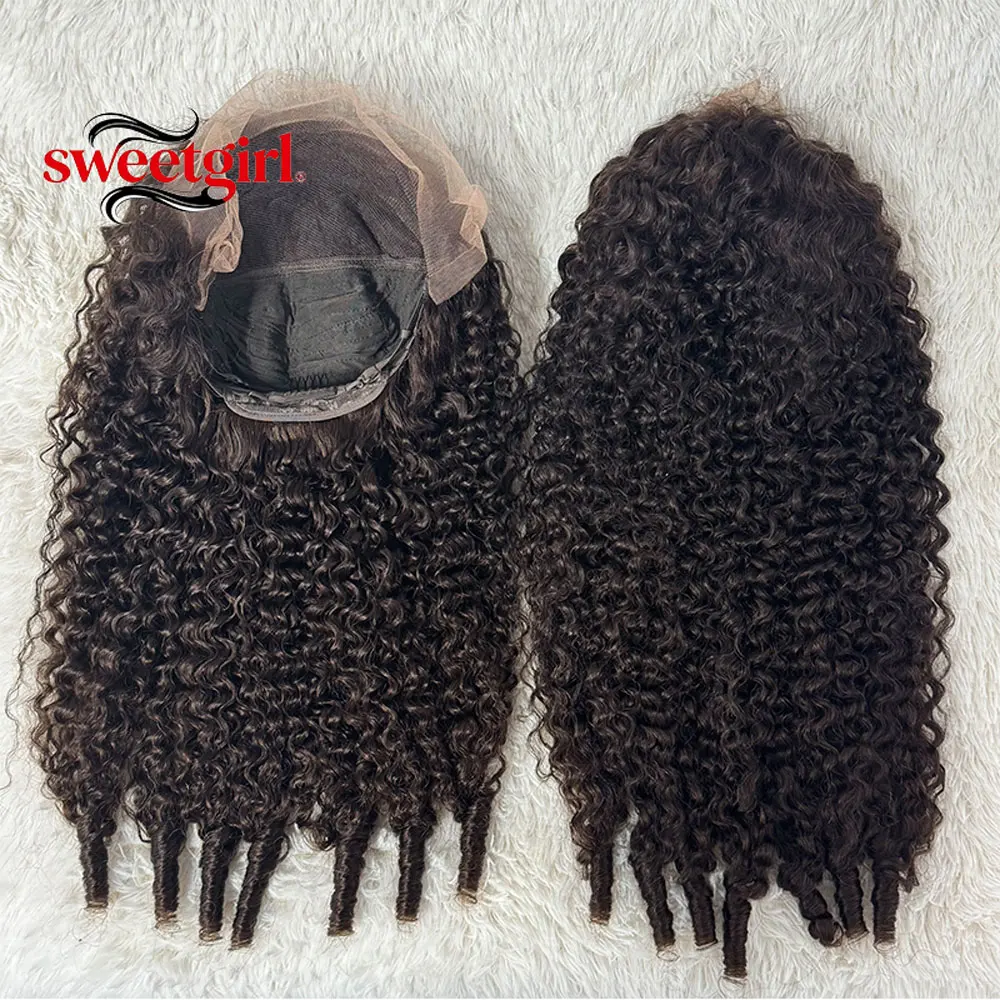 Brown color Burmese Curly lace front human Hair wig Pixie Curly Lace Frontal Wig 100% Virgin Hair Spiral Curl Full Lace wigs