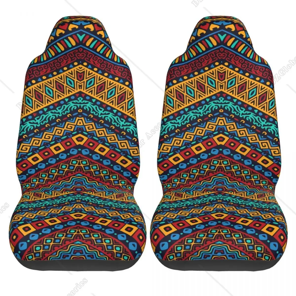 Boho Style Colorful African Ethnic Tribal Geometric Universal Car Seat Cover Front Seats Soft Durable Bucket Seats Protector