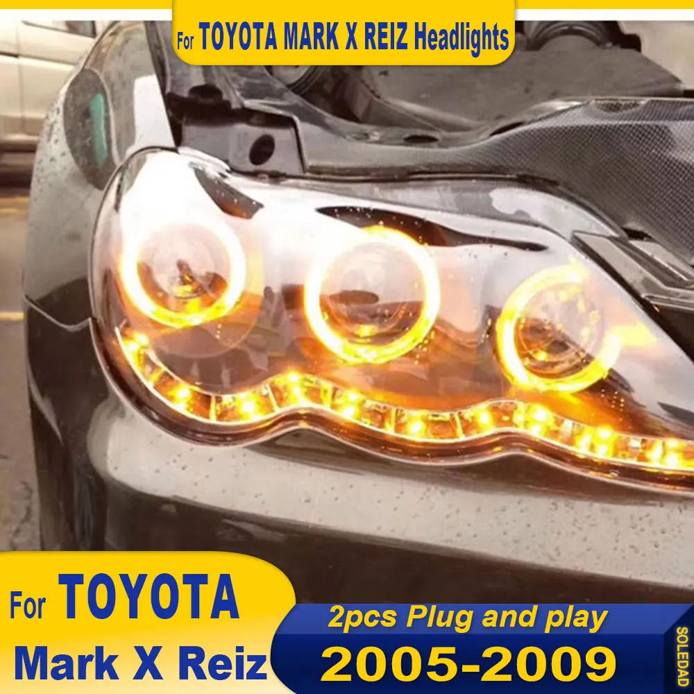 Car Styling HeadLamp for Toyota Reiz Mark X Headlight 2005 2006 2007 2008 2009 LED rear lamp DRL H7 Hid Angel Eye Bi Xenon Beam