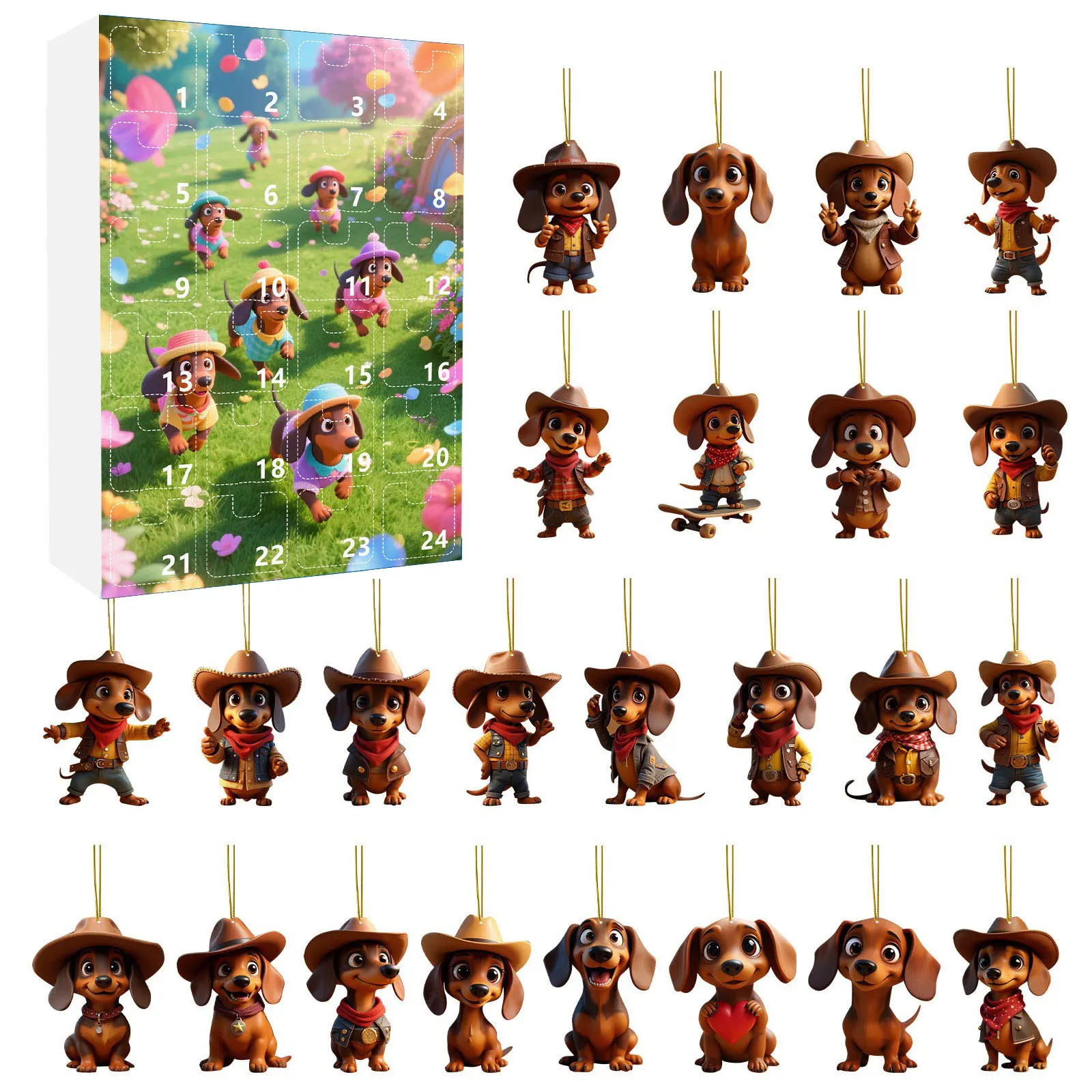 Christmas toys for 2025 Arrival Festival Calendar Christmas Tree Decoration Hanging Ornaments 2D Acrylic Cute toy for Kids