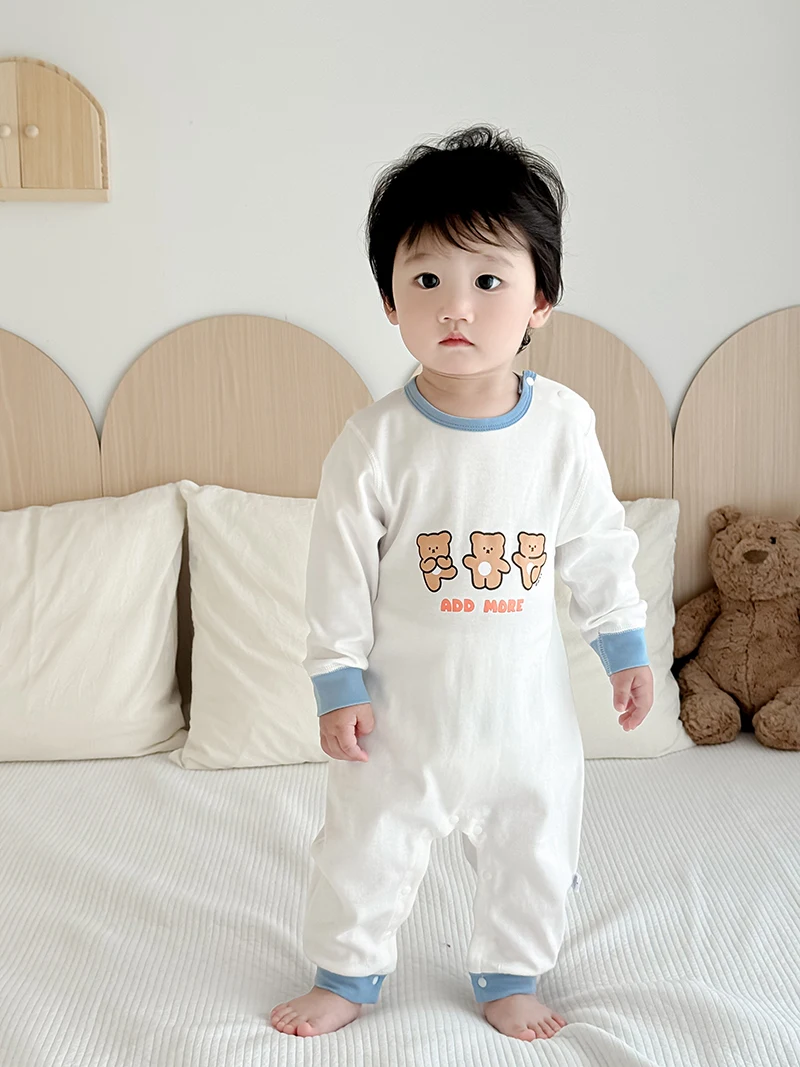 MILANCEL New Autumn Baby Romper 0-2 Y Newborn Sleepwear Skin-friendly Underwear Infant Cartoon Bear Jumpsuit Seamless Sleepwear