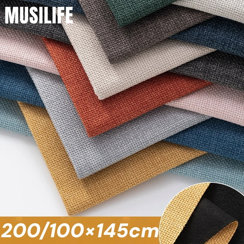 

100/200×145cm Solid Color Cotton Linen Fabric Pillows Curtain DIY Sewing Fabrics for Sofa Chair Repair Thicken Cloth Craft Decor
