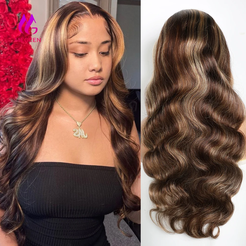 Minggu 13x4 تسليط الضوء على الجسم موجة الدانتيل الباروكات الأمامية شعر الإنسان P4/27 HD الدانتيل الشفاف الجبهة الباروكات للنساء قبل قطعها 200%