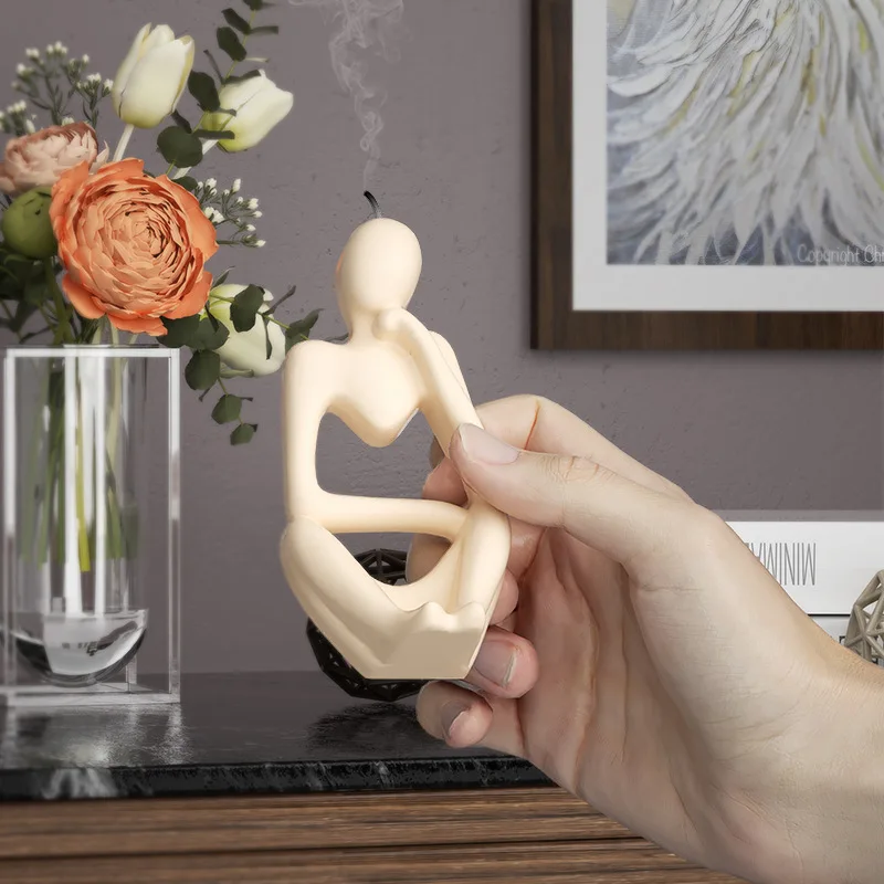 Fai da te pensatore statua stampo in silicone arte nordica astratta corpo umano gesso ornamenti in resina stampi candela artigianale regalo