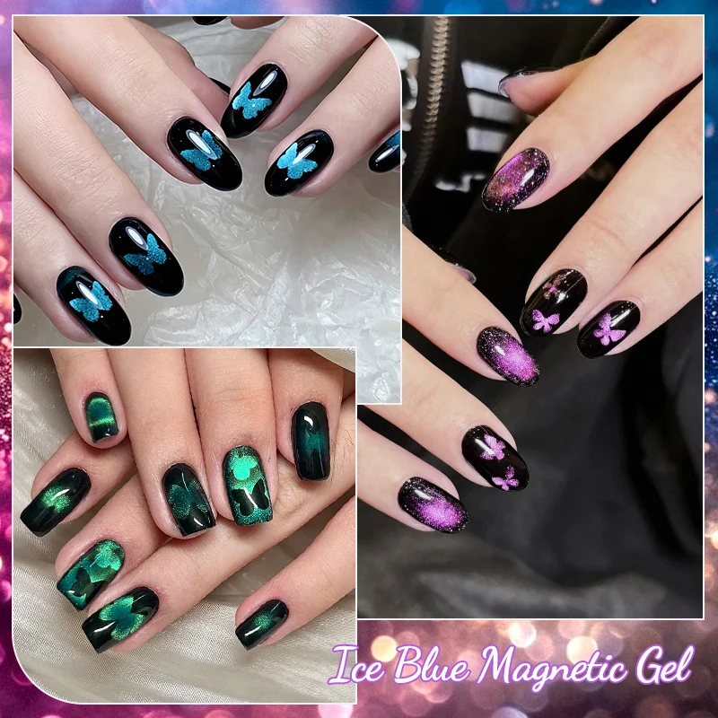 MEET ACROSS 7ml 오로라 블루 티어스 고양이 마그네틱 젤 네일 폴리쉬 엔젤 티어스 샤이니 글레이지 글리터 홀로그래픽 쏙 오프 바니쉬