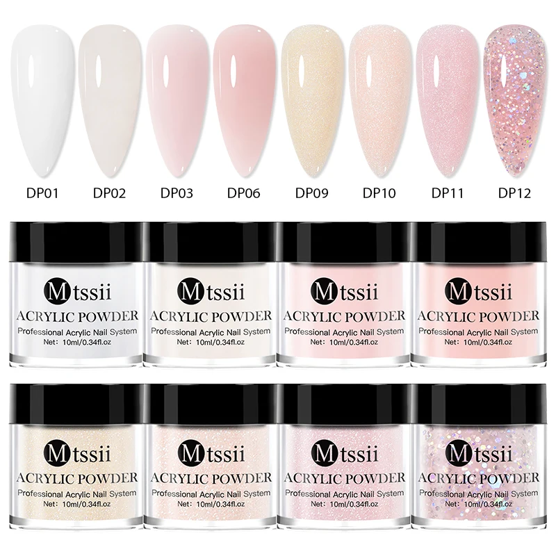 

Mtssii 4/8pcs Pink Acrylic Nail Set White Acrylic Powder Monomer Liquid Set with Nail Brush Clear Nail Art Acrylic Powder Kit