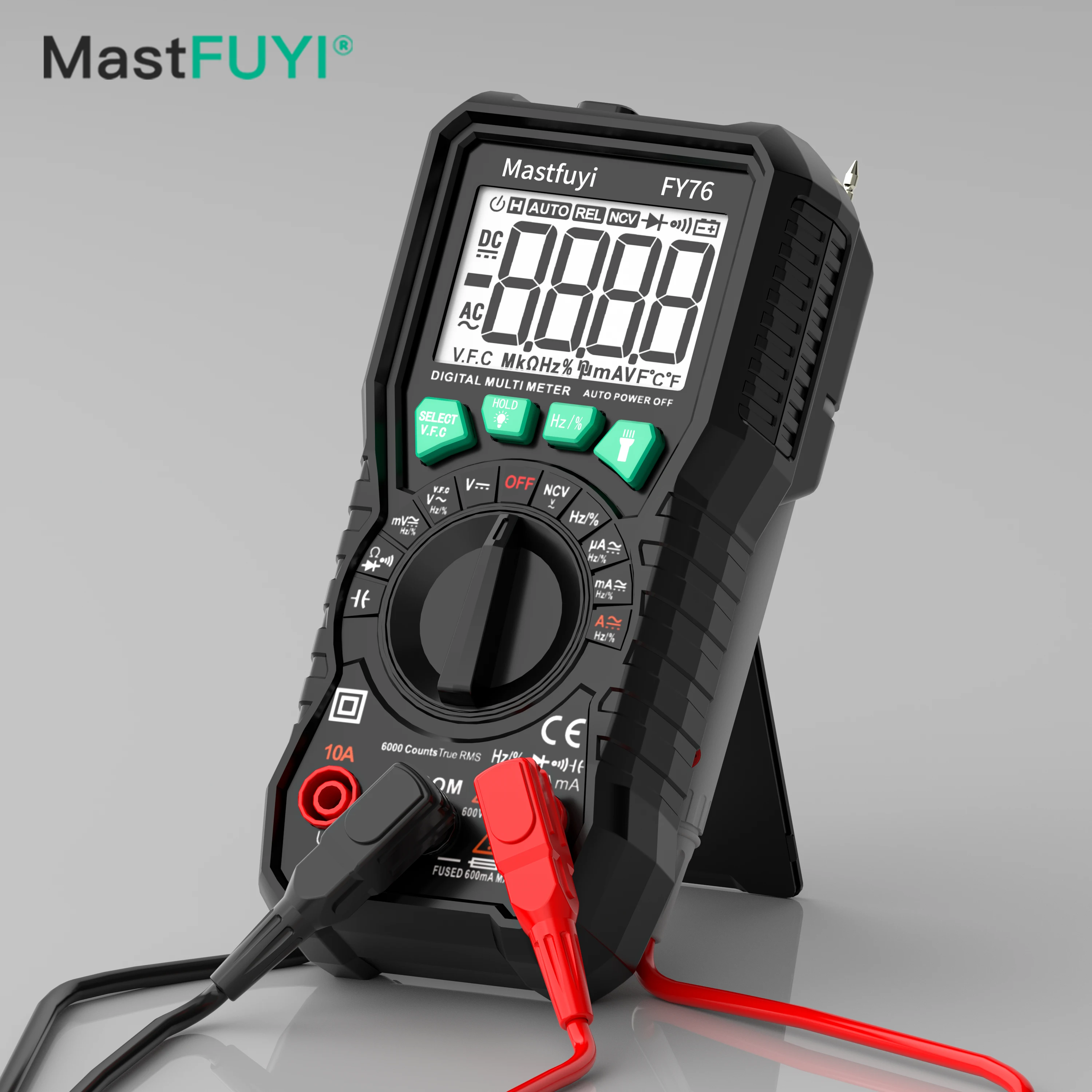 MASTFUYI FY76 Multimeter cyfrowy napięcie/prąd AC/DC prawdziwe RMS testownik oporności pojemności częstotliwości dioda narzędzie z NCV