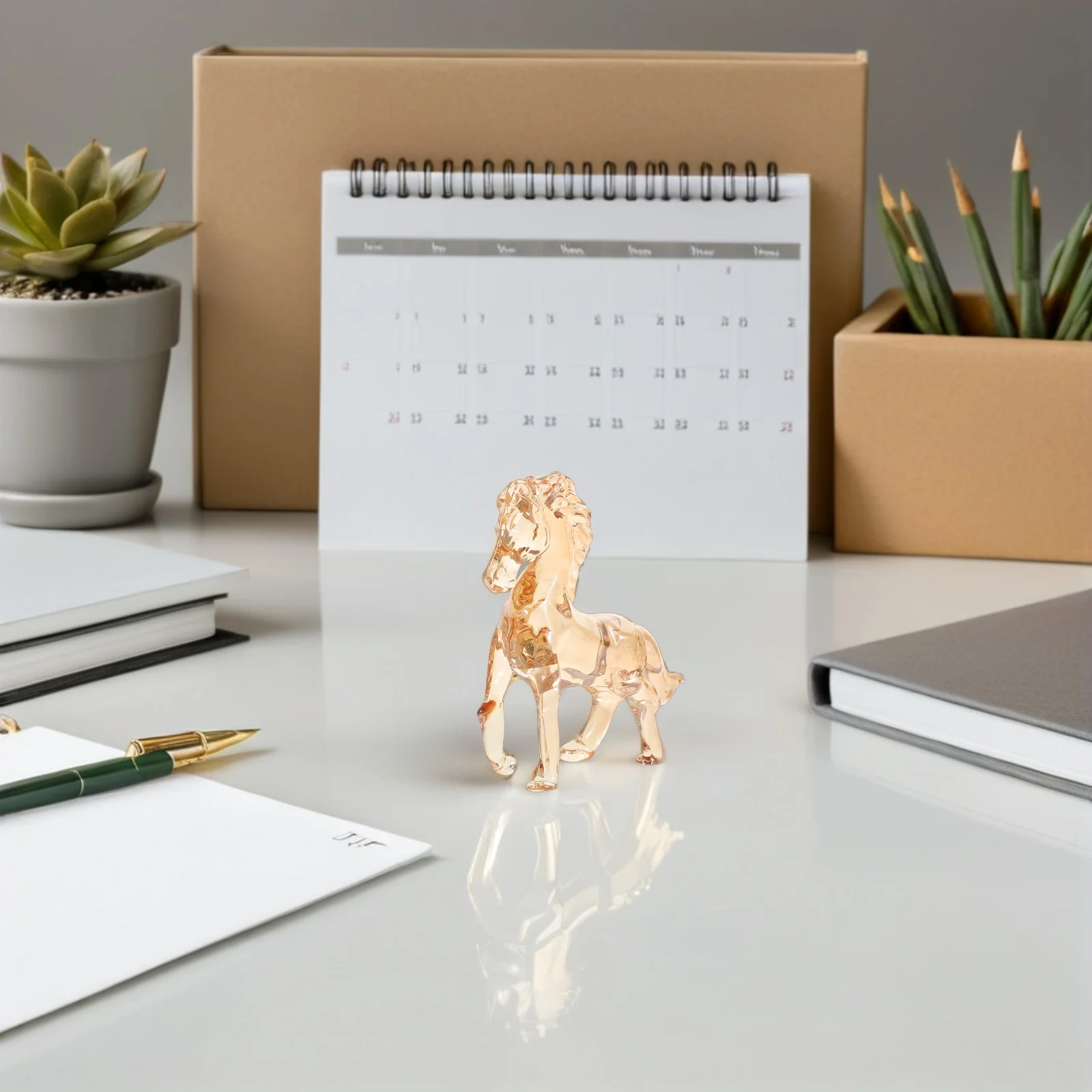

Crystal Horse Ornament Elegant Carved Standing Horse Sculpture Desktop Decor Living Room Office Centerpiece Home