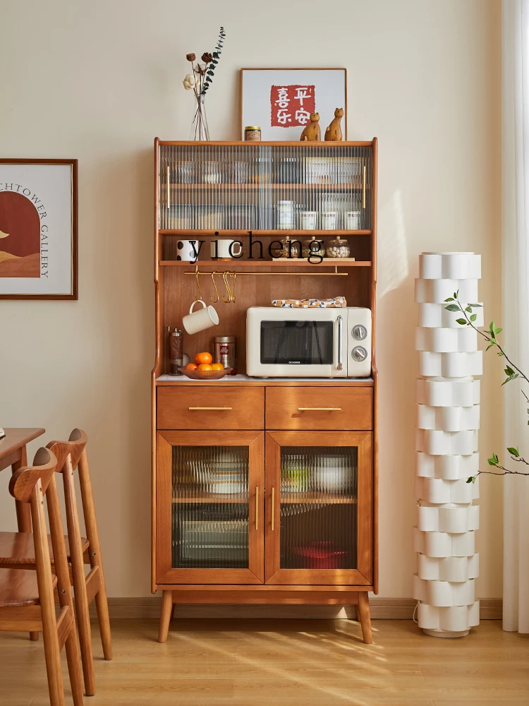 TQH solid wood dining side cabinet modern simple household cupboard high cabinet integrated against the wall narrow wine cabinet