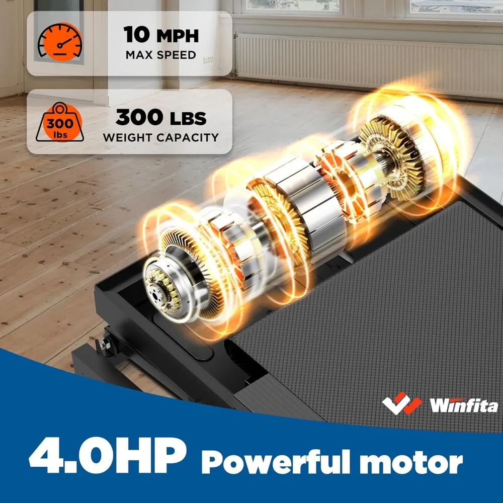 جهاز مشي قابل للطي للاستخدام المنزلي مع مائل تلقائي، سعة 300 رطل، سرعة 8 أو 10 ميلا في الساعة، توسيد ذو سطح مزدوج، لياقة بدنية عالية الجودة