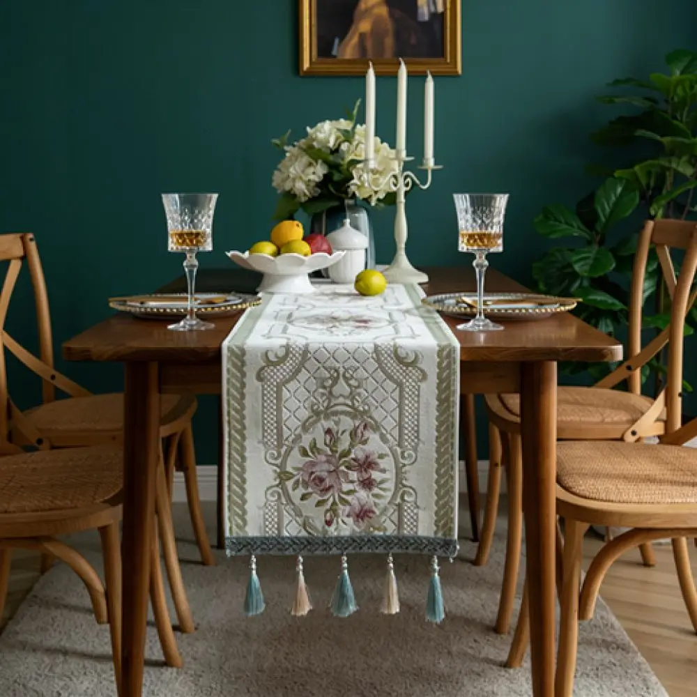 Modern Chenille Table Runner Tassel Decoration Dining Tablecloth Minimalist Style Fabric Desk Cover For Home Living Room Decor