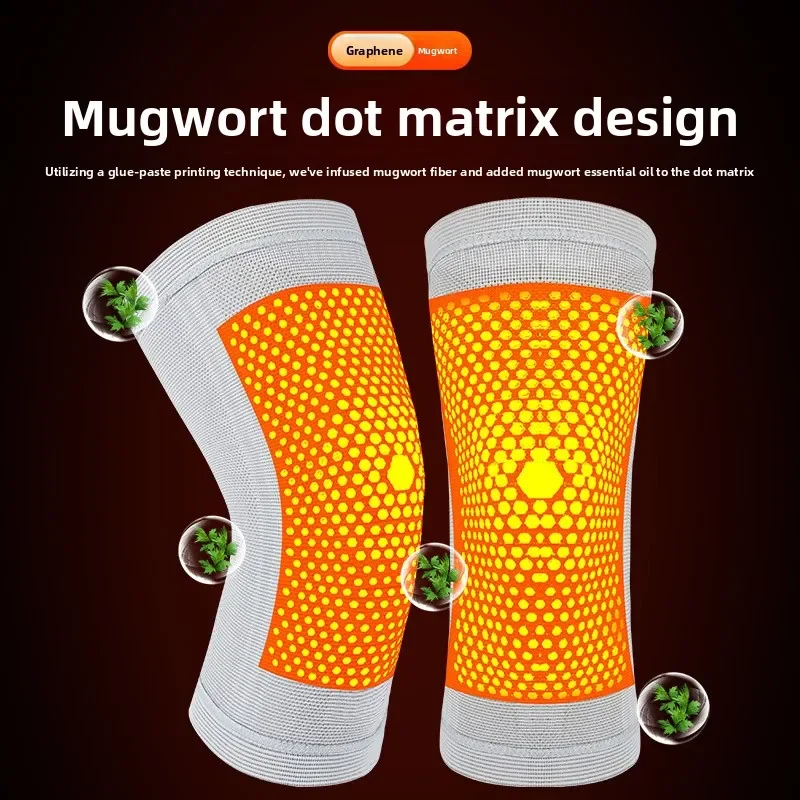 Thermal Compression Graphene Heated Leg Warmers Wormwood Knitted Knee Pads for Elderly Old Cold Joint Care
