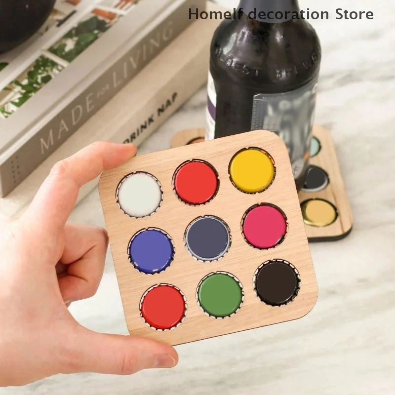 Beer Cap Collector Coaster Unique Beer Bottle Cap Display Rustic Beer Cap Coaster Display Set For Men Cave Decor Dad Gifts