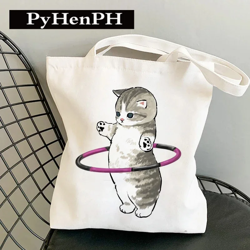 Cute Cat Canvas Tote Bag Women Casual Shopping Bags Female Large capacity handbag Girls Tote Shoulder Bags