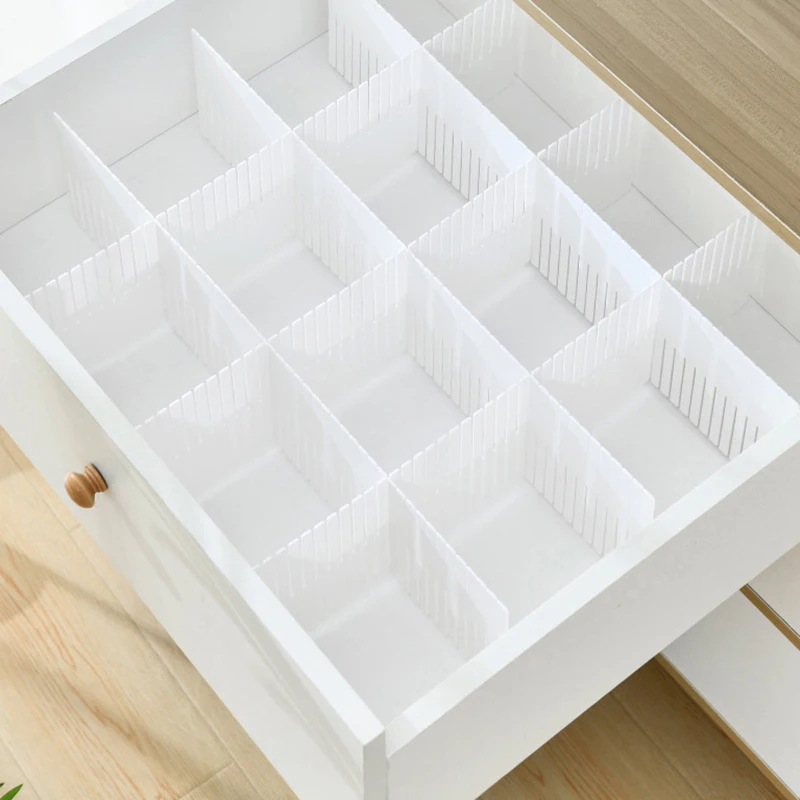 5Pcs DIY Adjustable Storage Partition Board Plastic Drawer Divider Combination Partition Board Space-saving Division Organizer