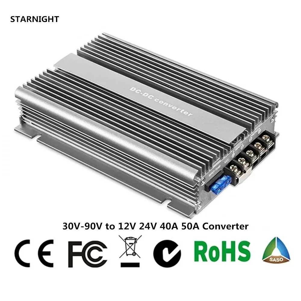 

DC 30V-90V 60V 72V to DC 12V 50A 600W Transformer Voltage Regulator Converter LED Solar Car Power Supply Step Down Buck Module