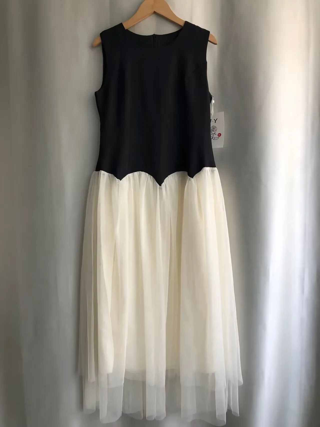 ฤดูร้อนใหม่ชุดราตรี Vestidos Elegant ตาข่าย Patchwork ชุดผู้หญิงสีบล็อกวินเทจแขนกุด O-คอสาย