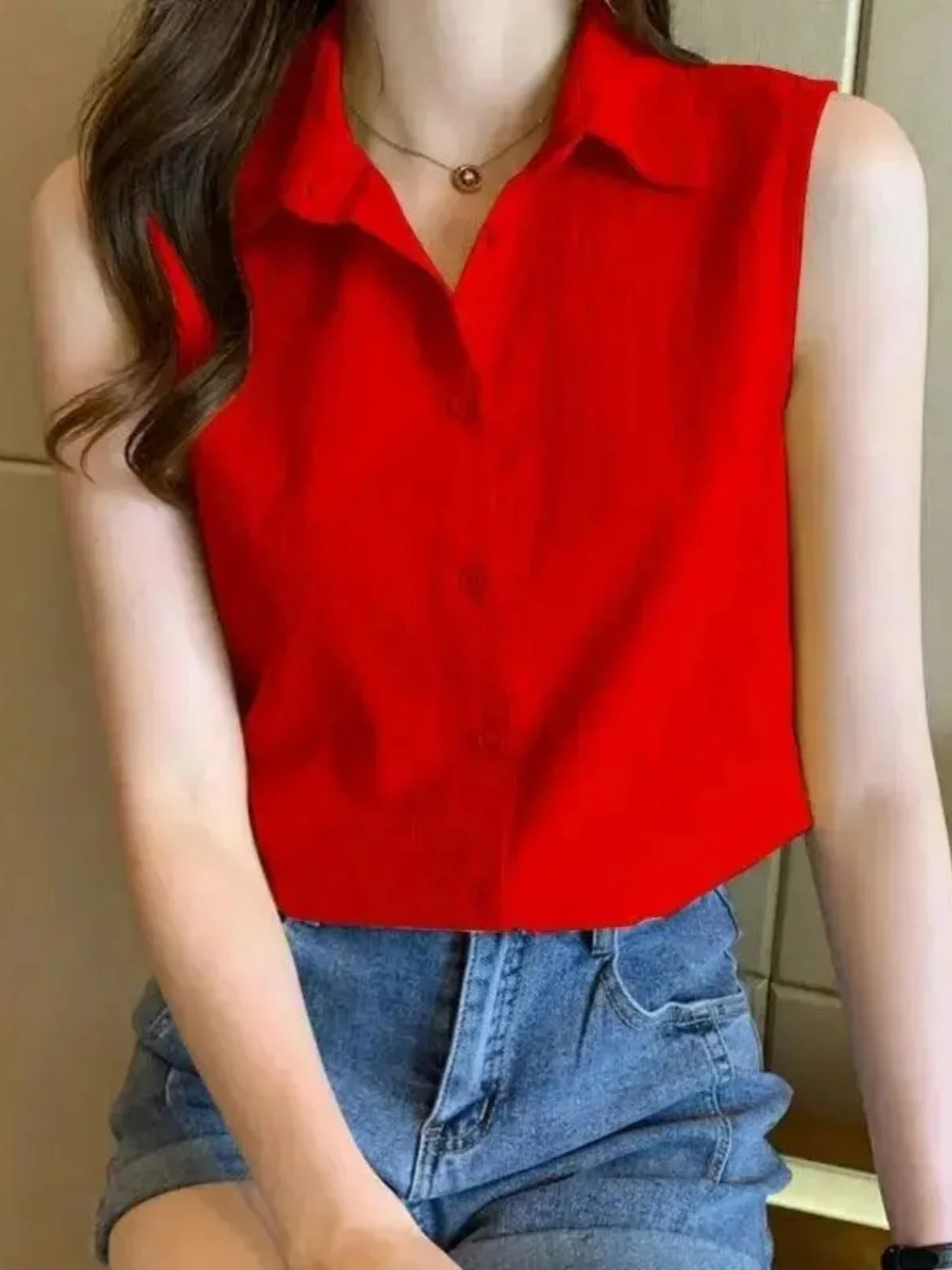 

Women's Summer Sleeveless Chiffon Shirt Loose Fit Base Layer Tank Top Pure Color Versatile Style Commute Fashion Polyester Fiber