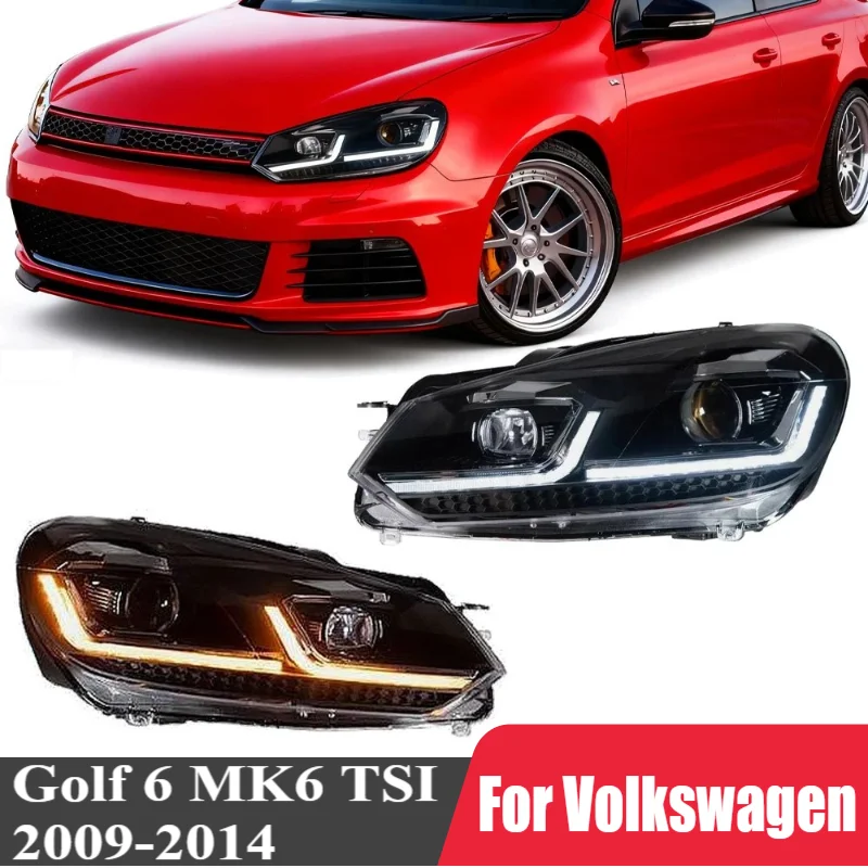 

Фара проектора для VW Golf 6 MK6 TSI TDI 2009-2013, галогенная модель автомобиля, светодиодные фары DRL, указатели поворота, индикаторы