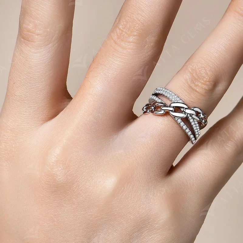 ATTAGEMS S925 Sliver Moissanite Rings for Women 18K Gold Plated D Color VVS1 Diamond Vintage Wedding Band Fine Jeweley Gift