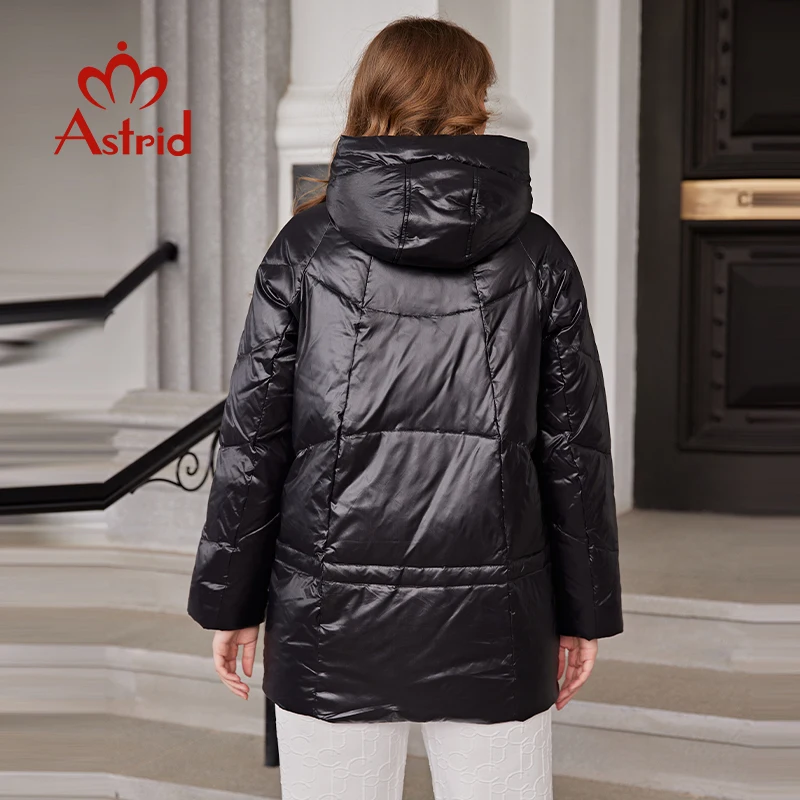 Astrid Down Jacket Female Winter 2022 Short Loose Casual Simple Design Contrast Color Stitching Hooded Women\'s Parka AR-E10345