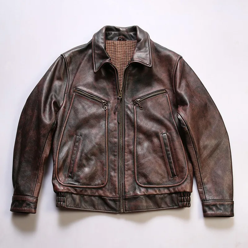 

Hand-painted leather men's lapel suit cowhide