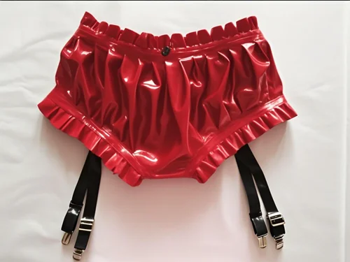 

Латексный резиновый комбинезон Gummi, модные складные шорты с цветами, облегающие шорты для косплея, ручная работа, XS-XXL