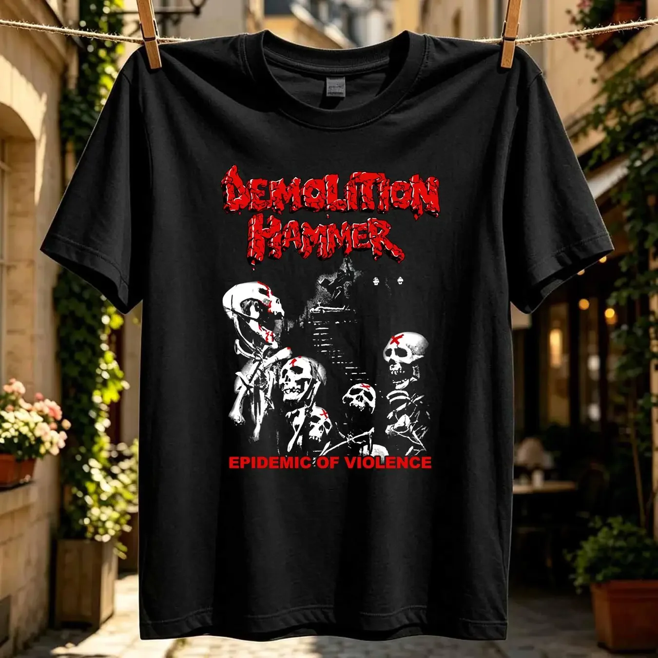 washed T Shirt Demolition Hammer Epidemic Of Violence Full Size S 5XL TR2793 long or short sleeves vintage Washed Stylish homme