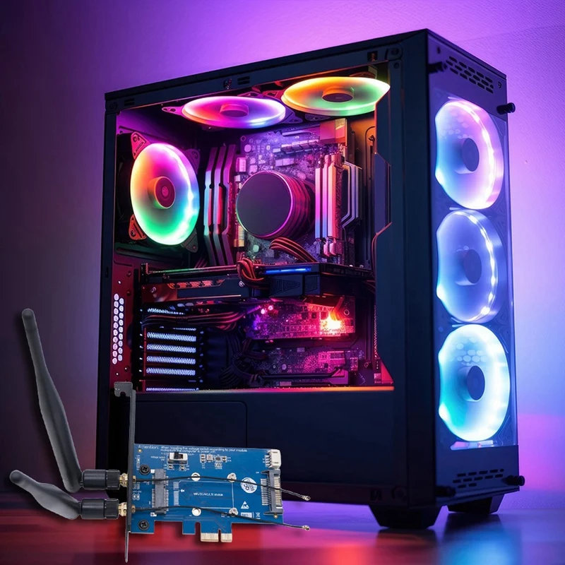 وحدة واي فاي ذكية صغيرة PCI-E Express إلى PCI-E 1X بطاقة محول 3G/4G إلى لوحة تطوير PCI-E 2 هوائيات