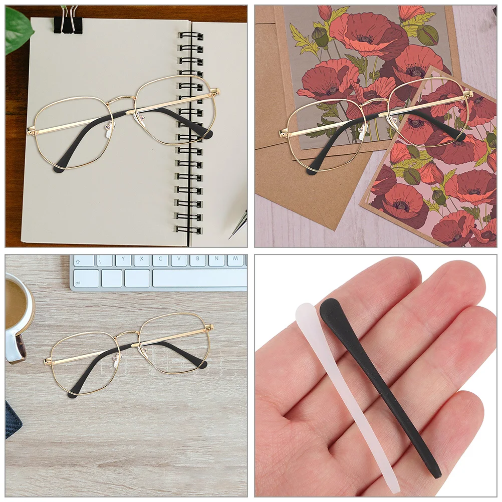 

12 Pairs Non-slip Glasses Temple Cover Eyeglasses End Caps Sleeves Nearsighted Arm Covers Silica Gel Protector for
