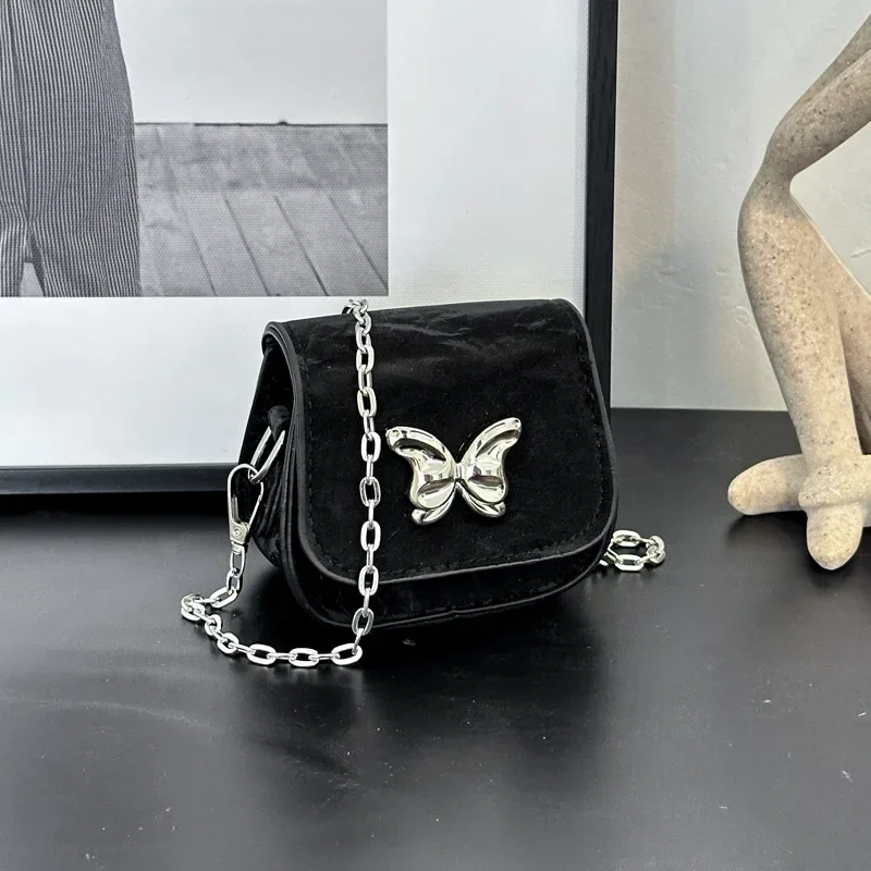 Super fire small bag versatile exquisite butterfly decoration silver mini mini bag