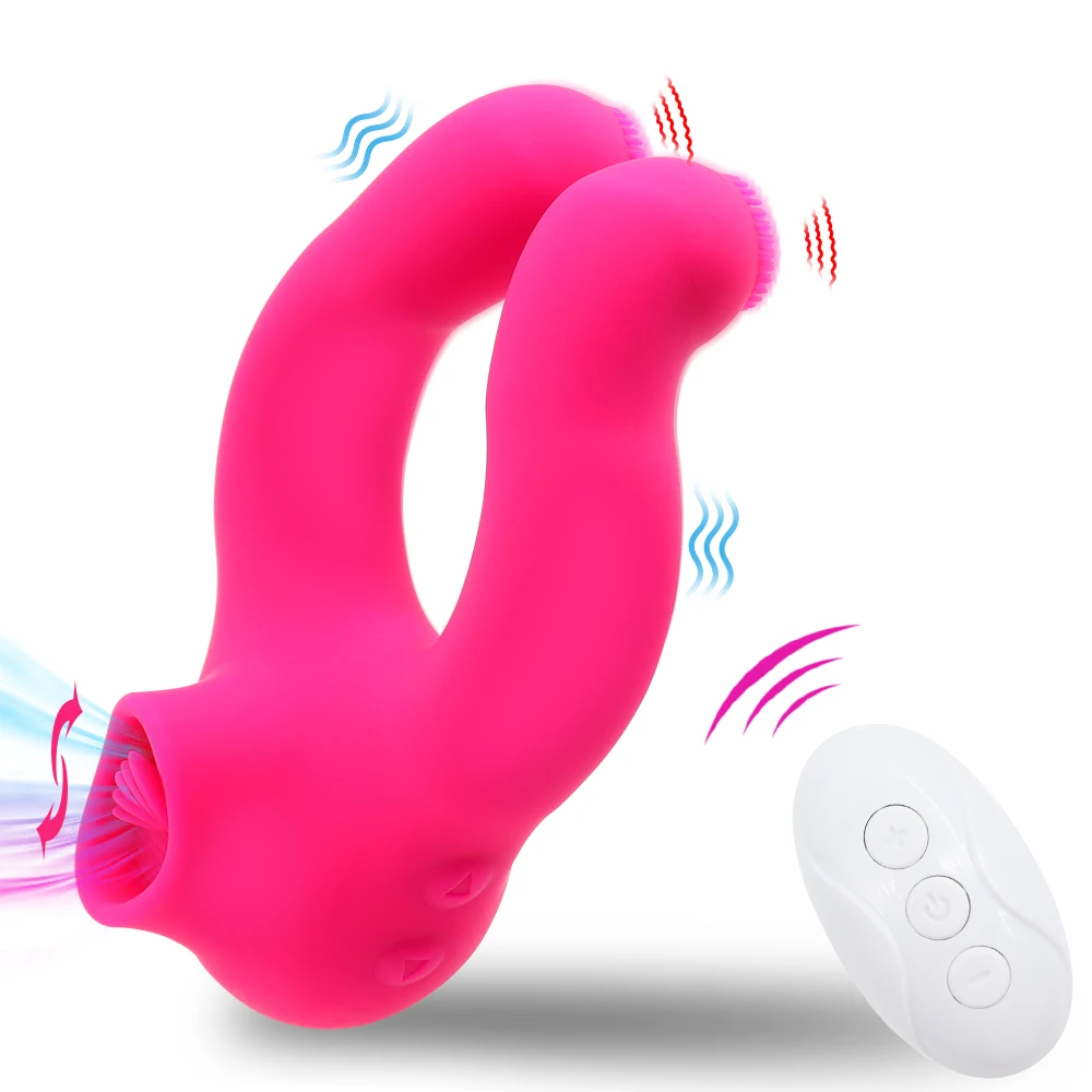 Vibrating Penis Ring Massager Dildo Sex Toys for Men Wireless Remote Control Tongue Licking Vibrator Erotic Sex Toys For Couples