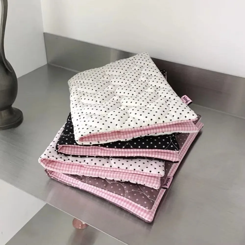 Korean Quilted Cotton A5 Book Cover Polka Dot Pattern Dopamine Bookcase Protector Washable Notebook Sleeve Students Stationery