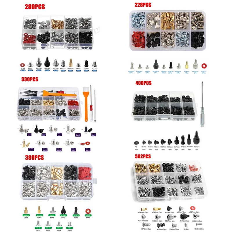 

PC Computer Screws Kit Motherboard Power Supply Screw Computer Repair Assemble Case Fan Hand Screws Bolt Standoff Washer Set