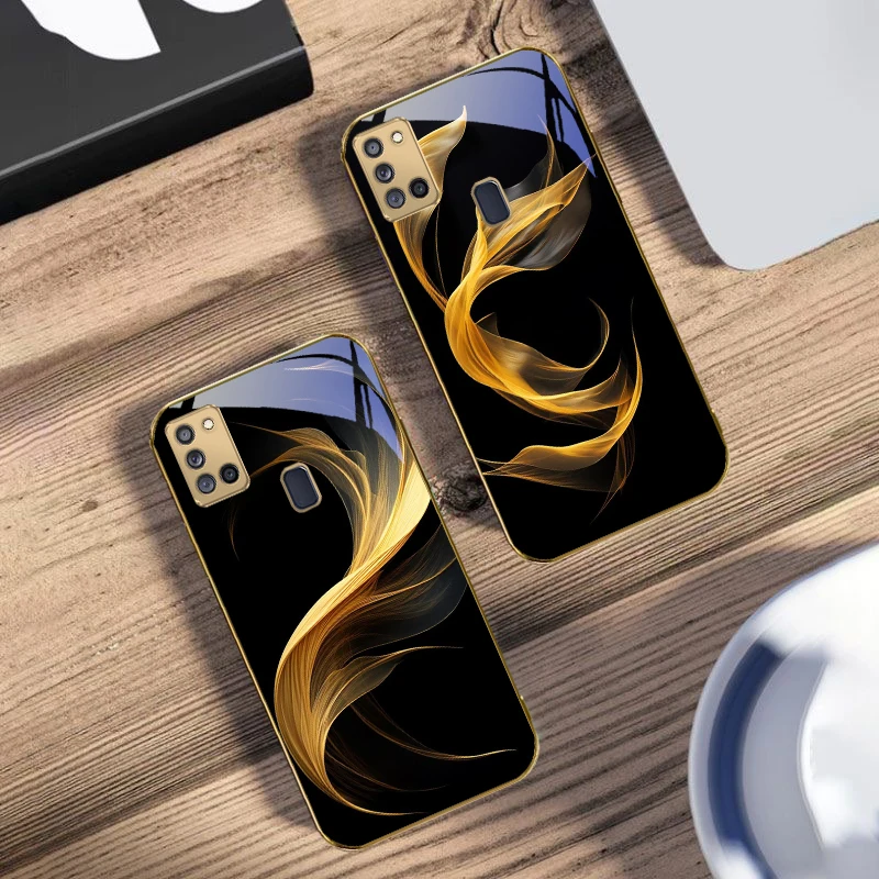 العائمة الشريط الذهبي لسامسونج A 31 32 A33 A34 35 14 A15 13 16 25 26 50 52 53 54 55 56 70 71 72 73 الزجاج الذهبي جراب هاتف